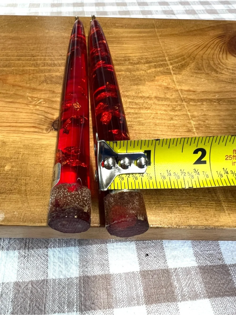 Vintage lucite candles red mid century decor